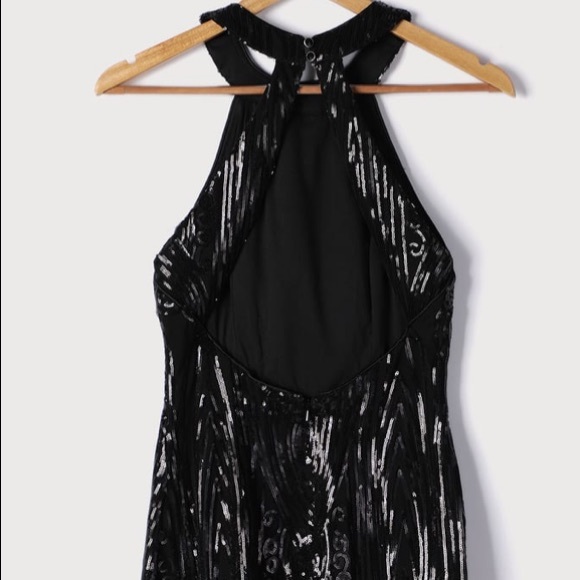 Lulus Catch Me There Black Sequin Halter Dress - Picture 5 of 13
